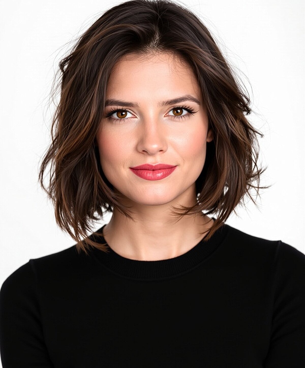Smiling woman with shoulder-length brown hair.