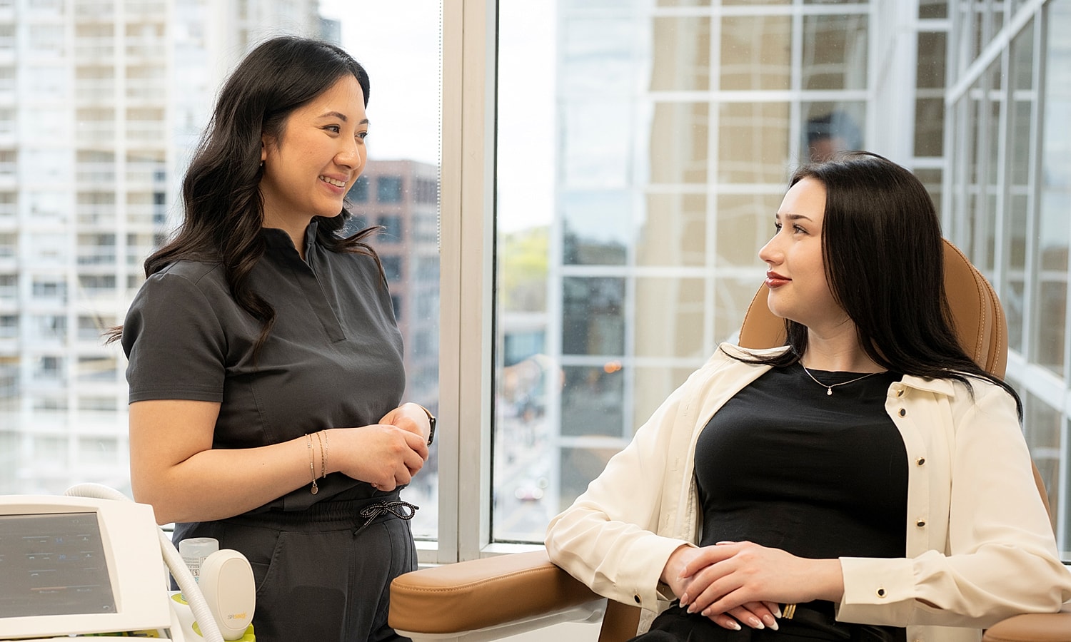 Consultation between a practitioner and client.