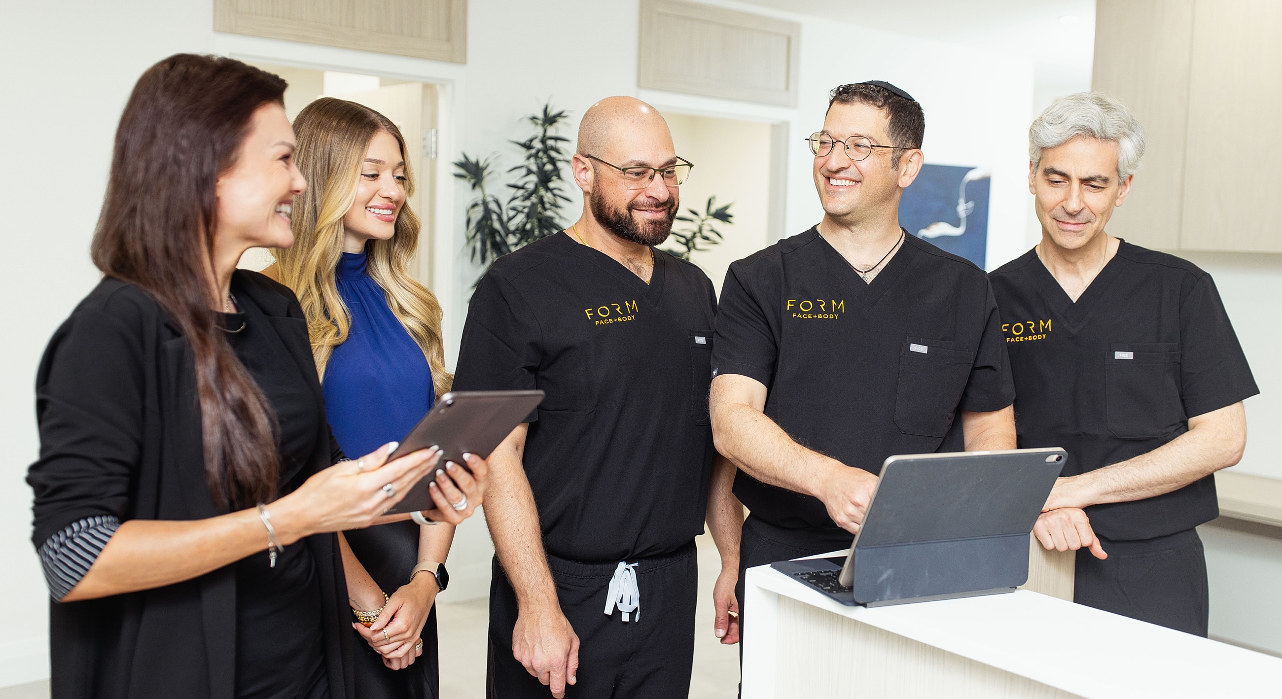 Medical team collaborating in a modern office.
